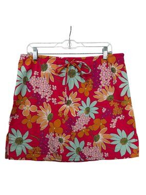 Vtg Old Navy Swim Skirt Sz XL Coral Floral CoverUp 90s Y2K Stretch Knit Retro